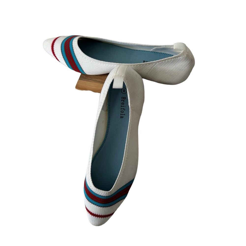 Ballerina Flats Breifola Womens Shallow Mouth Flat Size 8 White Striped